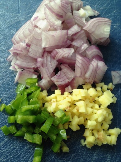 ginger, onion, chili